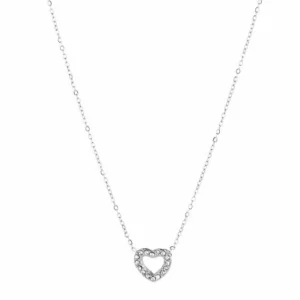 Ketting Hart met strass - Zilver