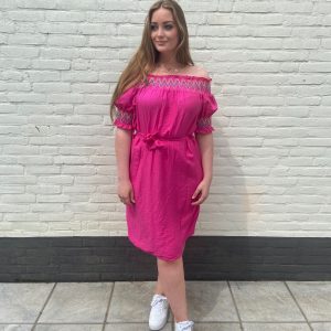 Off shoulder dress | Fuchsia